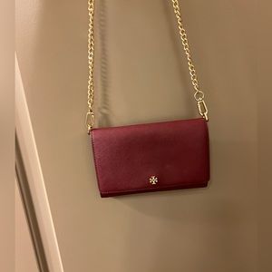 Tory Burch maroon chain wallet